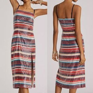 NWT Anthropologie Hutch Sequined Striped Slip Dress Size 6